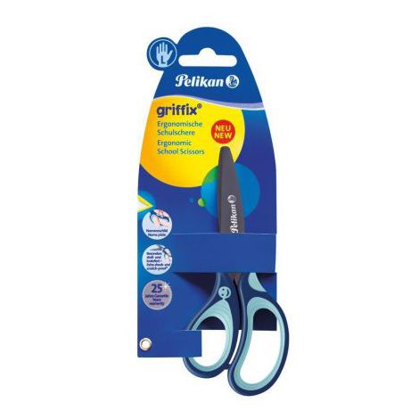 Nożyczki Pelikan Griffix ergonomiczne dla leworęcznych Niebieskie, 14cm - 2